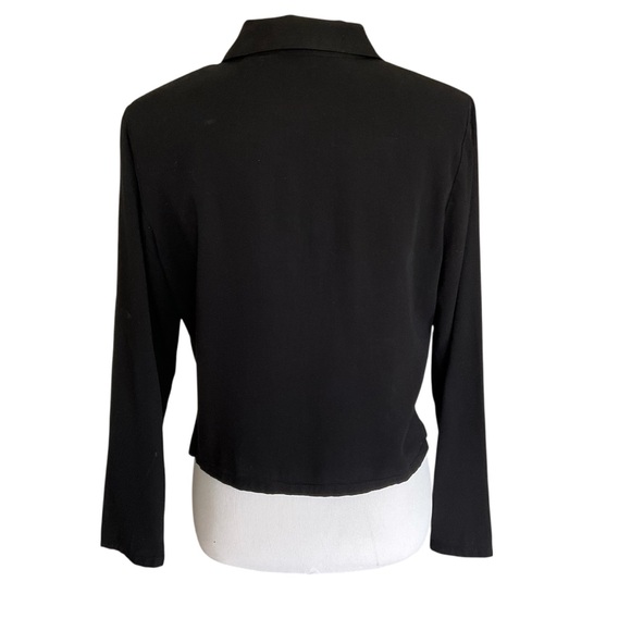 Vintage Embroidered Blouse Mother Of Pearl Buttons Black S - Picture 4 of 12